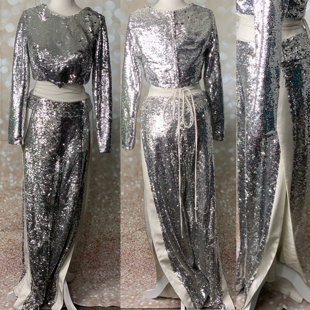 Silver sequin set